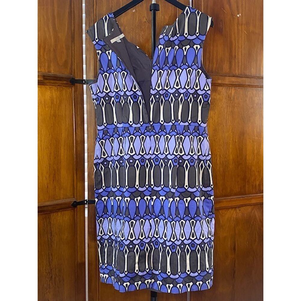 Boden Women’s Sheath Dress Size 12R Blue/Purp Geom Print Sleeveless Knee Length - Picture 3 of 8